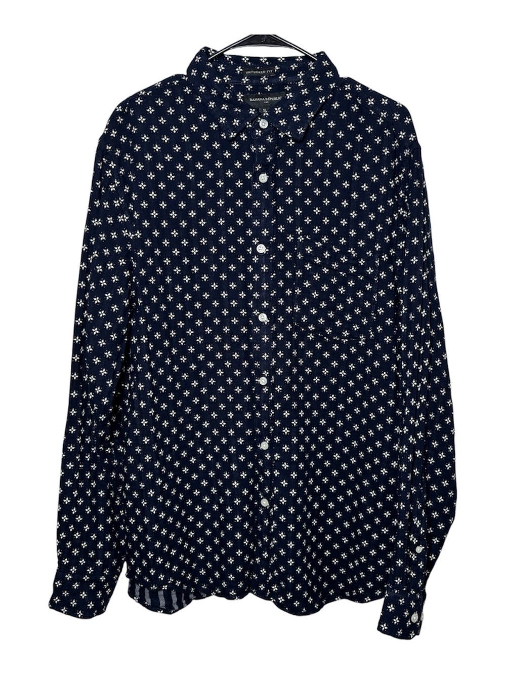 Banana Republic Button Down Shirt Men XL Untucked Fit Long Sleeve Preppy Gauze